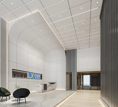 Company lobby front desk 3d model