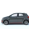 Kia Gray Compact Hatchback With Modern Front Design LED Headlights And Black Alloy Wheels