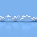 White Cloud Shaped Decorative Ornament Set for Home Decoration on Blue Background 3d model
