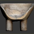 Rustic Handcrafted Wooden Stool With Natural Wood Grain Irregular Shape And Three Legs