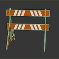 Orange A Frame Traffic Barrier With Red And White Stripes For Construction Zones