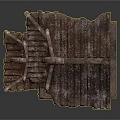 Antique Wooden Furniture Piece With Traditional Carved Details And Ornate Roof Design