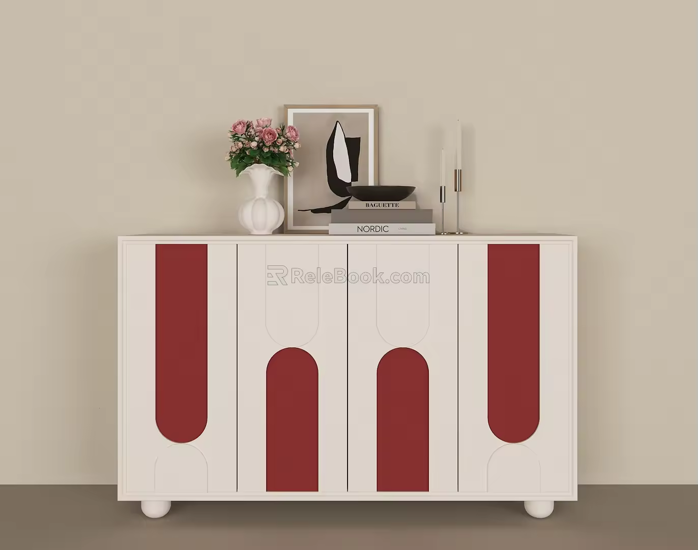 Modern minimalist end view cabinet combination 3d model