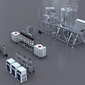 Laboratory Industrial Equipment Setup Featuring Stainless Steel Tanks Mixing Devices Piping Systems And Containers