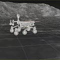 Mars Rover Exploring Barren Martian Surface With Rocky Mountainous Terrain 3d model
