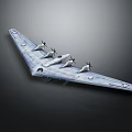 Model Airplane with Triangular Wings Four Propellers Silver Gray Color on Dark Background 3d model