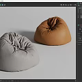 Gray And Brown Leather Bean Bag Chair With Dome Shaped Wrinkled Surface
