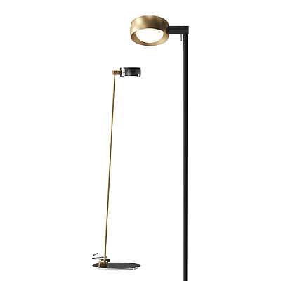 Stylish Modern Floor Lamp With Black Metal Stand And Gold Accent Design For Living Room 3d model