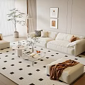 Modern Sofa Coffee Table Combination Sofa Stool Lazy Sofa Hanging Picture Green Planting Side Table Floor Lamp 3d model