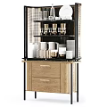 Elegant Modern Wine Cabinet With Glass Doors Metal Frame And Wooden Storage Drawers