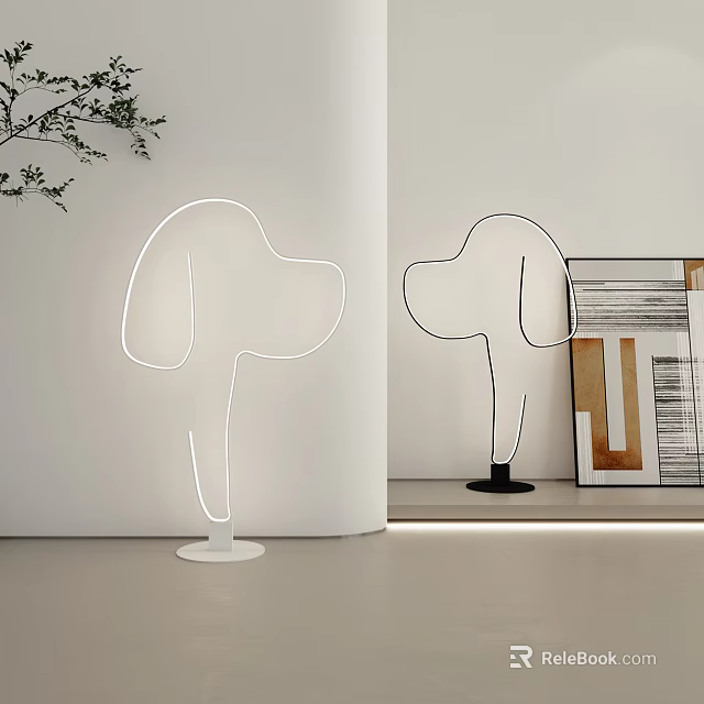 Modern Dog Shaped Floor Lamps With White And Black Bases For Interior Decor 3d model 