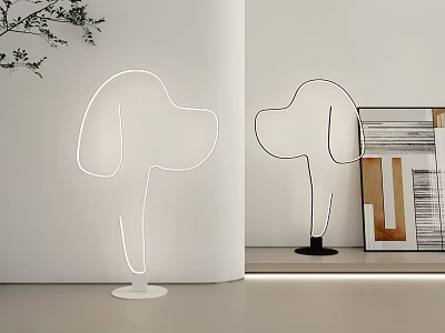 Modern Dog Shaped Floor Lamps With White And Black Bases For Interior Decor 3d model