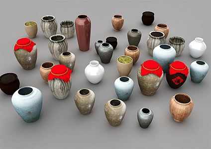 New Chinese Style Pottery Pot Wine Jar 3d model