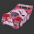 Red and White Race Car with Marlboro Shell Logos Number 11 and Large Rear Wing