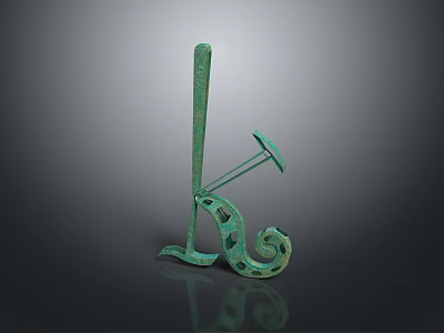 Green Patina Bronze Decorative Household Item With Spiral And Curved Design 3d model