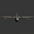 Vintage Passenger Airplane Model Featuring White Body Green Nose And Yellow Striped Wings