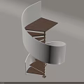 Modern Spiral Staircase With White Railing Wooden Steps And Metallic Frame