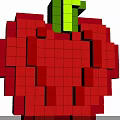 Red Green Building Blocks Form 3D Apple Shaped Creative Model Design
