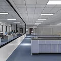 Modern Public Service Area With Black Office Chairs Long Counter Glass Windows And Ceiling Lights