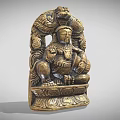 Traditional Intricate Carved Sculpture Seated Figure With Dragon Motifs And Detailed Design