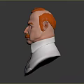 Man Bust With Red Hair Mustache White Shirt Purple Tie On Gray Gradient Reflective Background