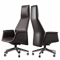 Ergonomic Leather Office Chair With High Back Swivel Metallic Base Modern Design
