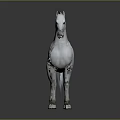 Elegant White Horse 3D Model Standing on Reflective Surface in Modern Studio 3d model
