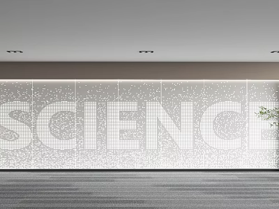 Modern Science Background Wall Interior Design With Decorative Lettering And Subtle Patterns 3d model