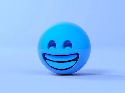 Bright Blue Round Smiley Face Decorative Ornament for Home Decor Accent 3d model