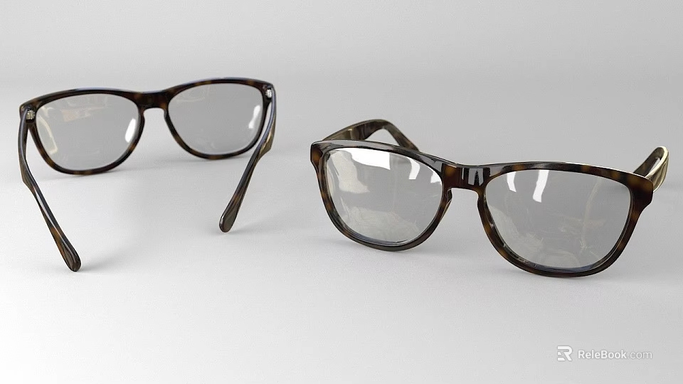 Stylish Tortoise Shell Glasses With Transparent Lenses As Jewelry Accessories 3d model 