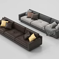 Modern Sectional Sofas Featuring Brown Gray Upholstery Throw Pillows and Cozy Blanket 3d model