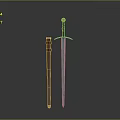 Medieval Metal Sword With Decorative Wooden Handle And Leather Scabbard