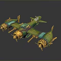 Vibrant Green Cartoon Airplane 3D Model With Multi Engines And Propellers
