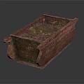 Rustic Wooden Planter With Young Green Seedlings And Natural Textured Surface