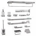 Modern Stainless Steel Bathroom Accessories Featuring Towel Racks Soap Dispensers Shelves And Holders