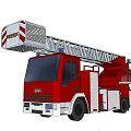 Red Fire Truck With Aerial Ladder For Emergency Rescue Operations