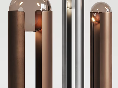 Modern Floor Lamp With Glass Globe Shade And Metal Base In Copper Black Silver 3d model