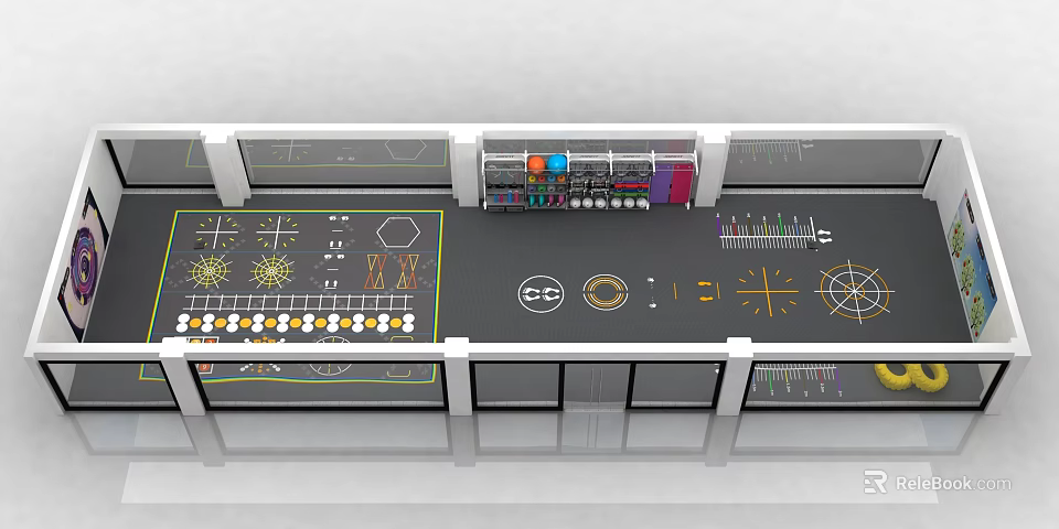 Well Organized Sports Equipment Display With Various Training Gear And Fitness Accessories 3d model 