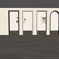 Interior Space With Light Walls Wooden Floors Various Shaped Door Frames And Art
