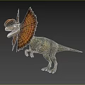 Realistic Dinosaur With Large Orange Frill And Open Mouth Standing Pose