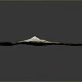 Scenic Green Mountainous Landscape 3D Terrain With Central White Volcanic Crater And Winding Rivers