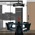 Modern Living and Dining Room Interior Design With Blue Sofa Coffee Table And Wooden Floor