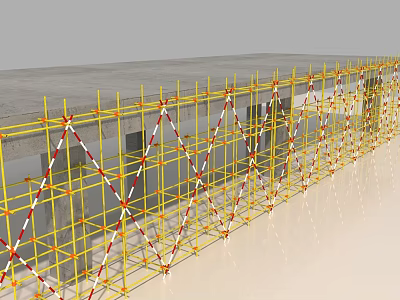 Industrial Construction Scaffolding Metal Framework With Cross Supports And Safety Rails 3d model