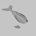 Realistic Black Whale Figurine With Sleek Glossy Surface Against Gray Background