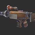 Vintage Weapon 3D Model With Brown Silver Metallic Finish And Detailed Grip Structure