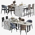 Elegant Modern Dining Table Set With Marble Top And Comfortable Matching Chairs 3d model