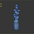 Decorative Cotton Branches Arranged in Blue Patterned Vase for Home Decor