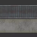 Sturdy Metal Fence With Vertical Bars On Cracked Concrete Base With Texture