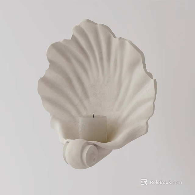 Modern White Shell Shaped Wall Sconce With Candle Holder For Home Decor 3d model 