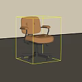 Modern Tan Upholstered Leisure Chair with Button Tufted Backrest Armrests and Swivel Base Casters